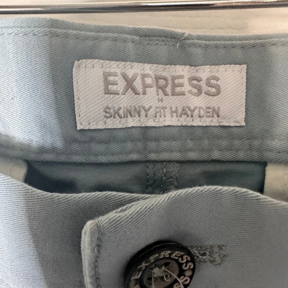 Express Skinny Fit‎ Hayden Chino Pants Light Blue Grey 29x32 Stretch Cotton